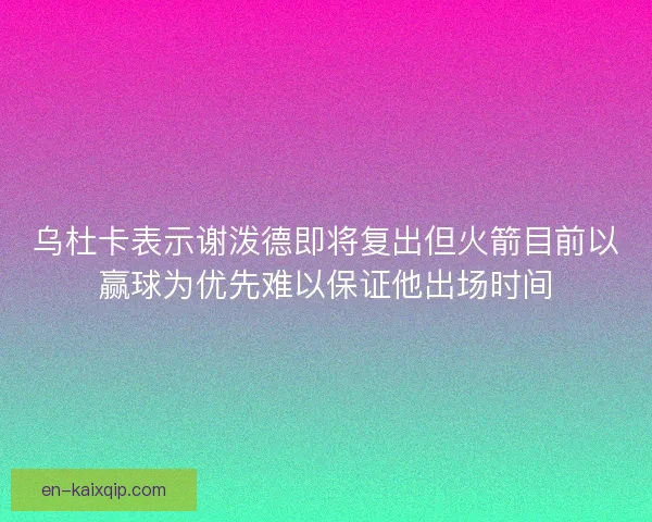 乌杜卡表示谢泼德即将复出但火箭目前以赢球为优先难以保证他出场时间