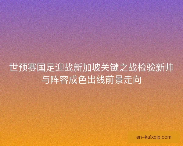 世预赛国足迎战新加坡关键之战检验新帅与阵容成色出线前景走向 世预赛国足迎战新加坡关键之战检验新帅与阵容成色出线前景走向